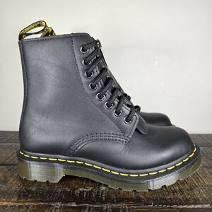 Dr. Doc Martens 1460 Twin Zip Womens Size 5 Double Lace Up Boots Black Leather